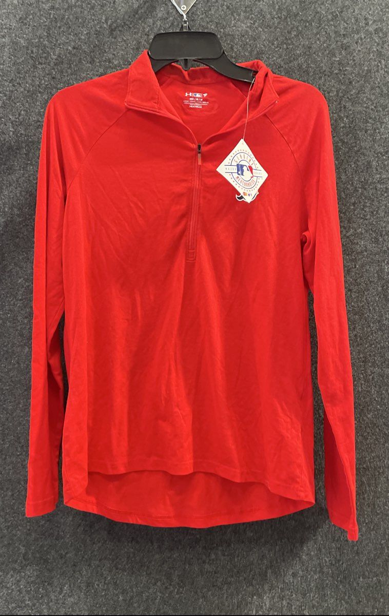 Under Armour Women's Red MLB Quarter Zip HeatGear Pullover Shirt Sz M NWT