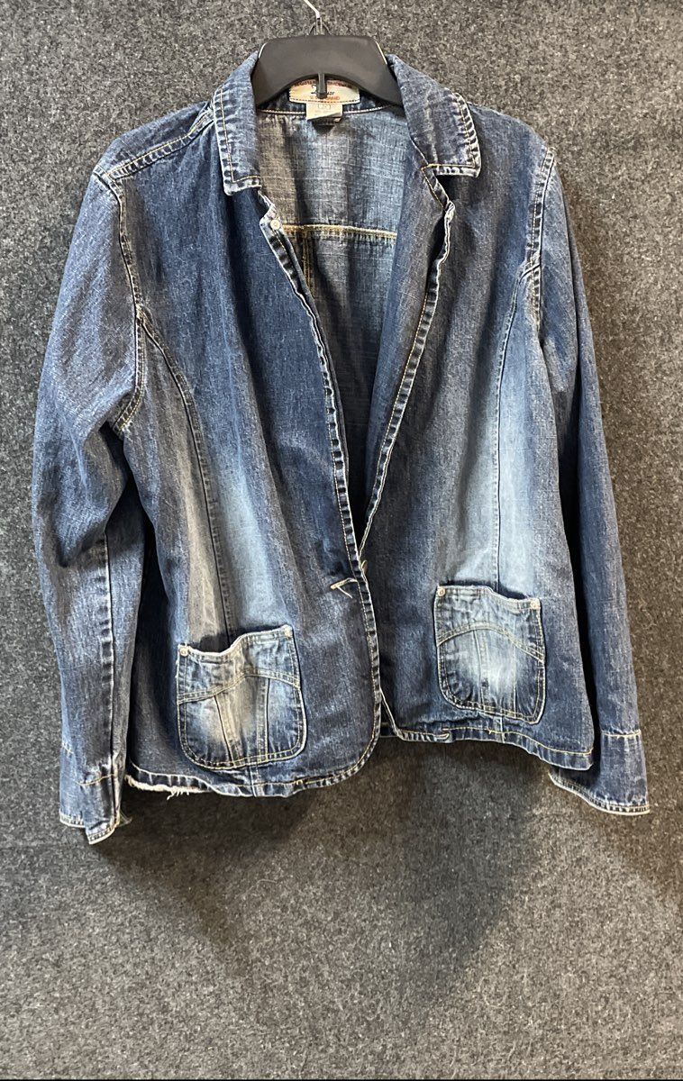 Vintage 90s Defuze U.S.A Brand Women's Blue Denim Shirt Jacket Blazer Sz 3X
