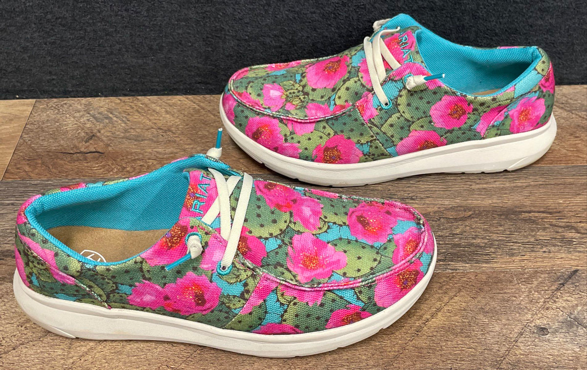 Ariat Hilo Prickly Pear Cactus Pink Floral Slip-On Shoes Women's Size 9