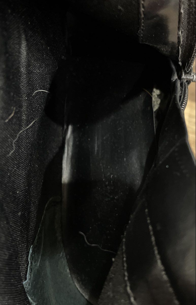 Black Leather Knee High Stiletto Boots Pointed Toe Buckle Zip Size 8