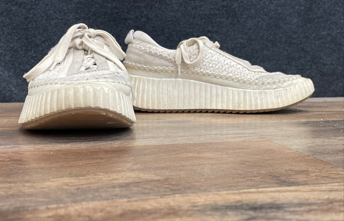 Dolce Vita Caster White Woven Platform Fashion Sneakers Shoes Size 10