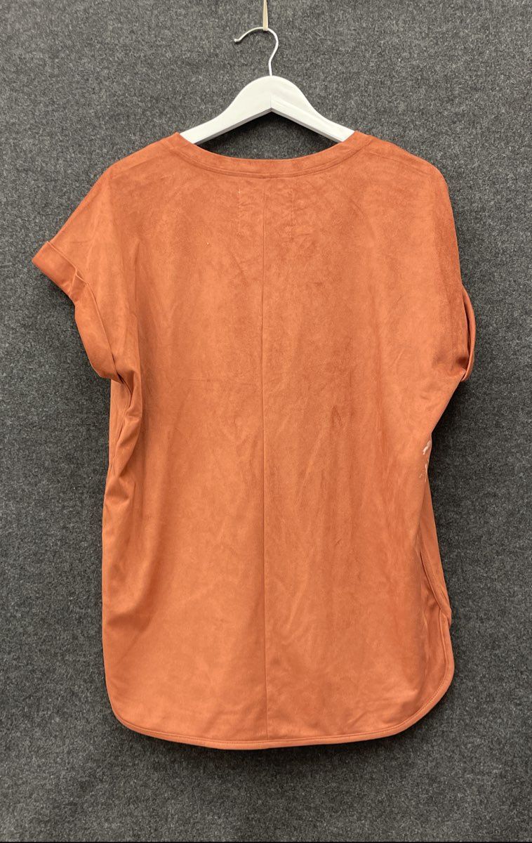 Cupio Blush Women's Rust Terracotta Faux Suede Lace Up Tunic Top NWT Sz L