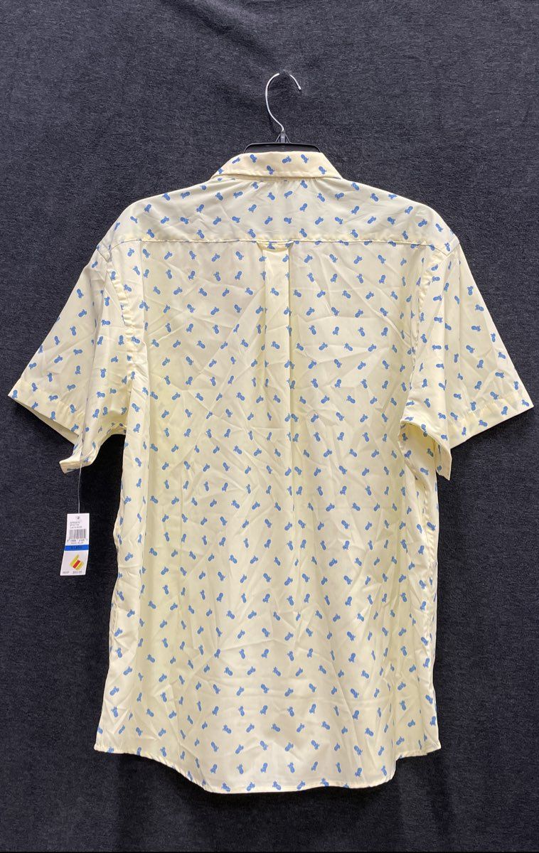 Izod Men's Yellow Stretch Pineapple Short Sleeve Button Down Shirt Sz XL NWT