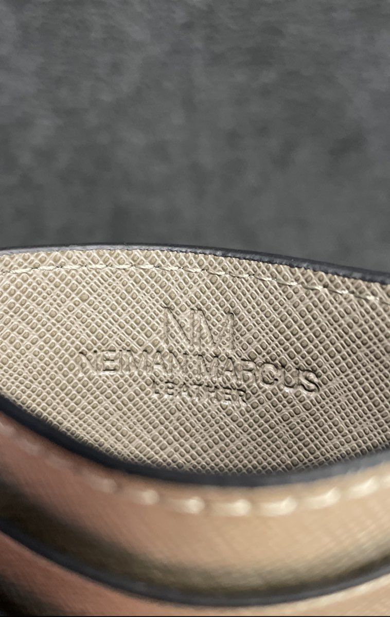 Neiman Marcus Black Saffiano Leather Crossbody Bag Wallet on Chain Gold Hardware