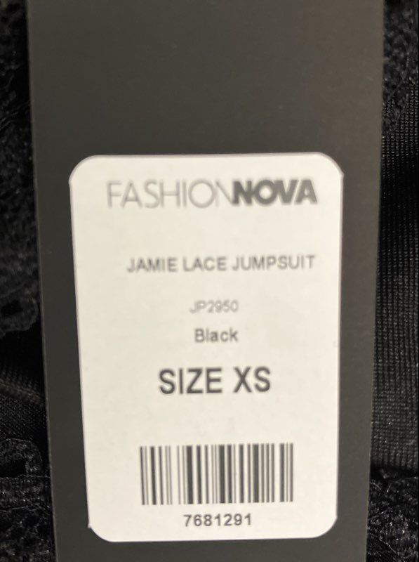 Fashion Nova Women's Jamie Lace Jumpsuit Black Off Shoulder Cutout Sz XS NWT