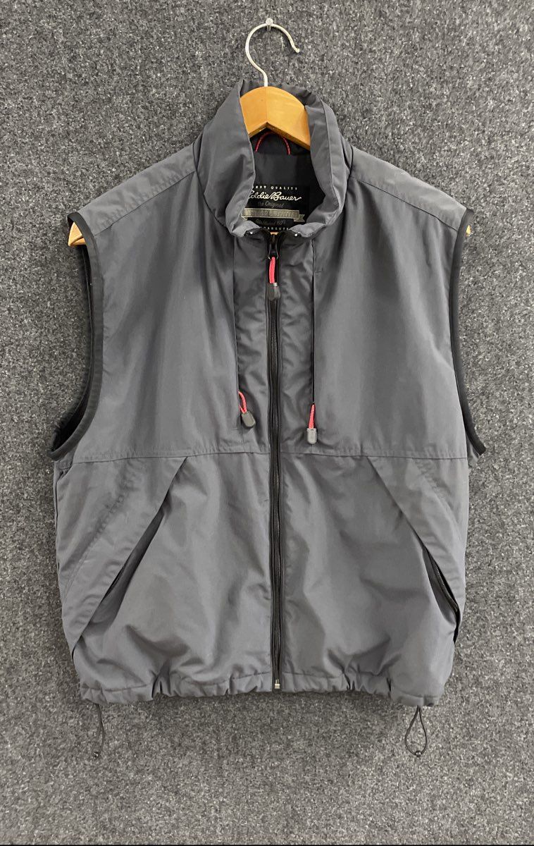 Eddie Bauer Men's Gray Full Zip Fleece Lined Outdoor Mock Neck Vest Size M