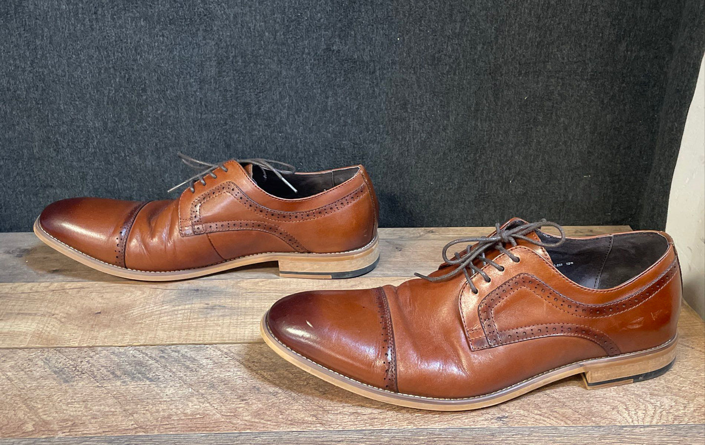 Stacy Adams Dickinson Cognac Brown Cap Toe Derby Dress Shoes Men's Size 12M