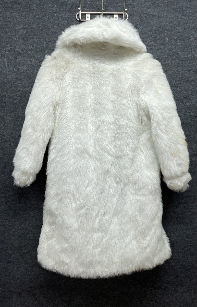 Vintage 80s White Faux Fur Coat Made in USA Quilted Lining Sz 12