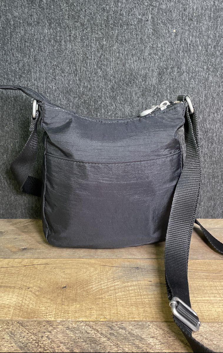 Baggallini Black Nylon Joey Bagg Crossbody Bag Small Silver Hardware