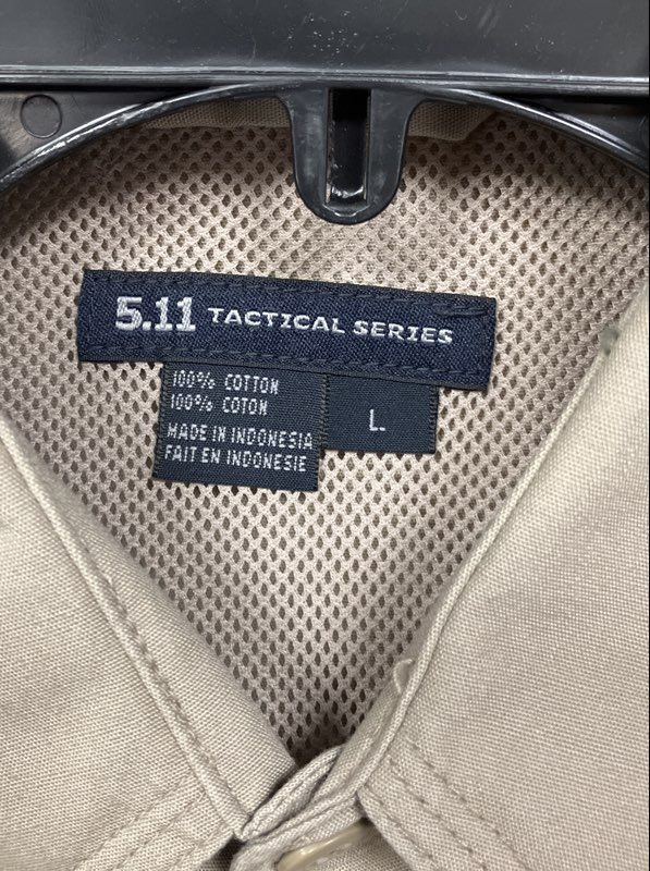 5.11 Tactical Men's Khaki Cotton Long Sleeve Vented Work Shirt 72157 Size L