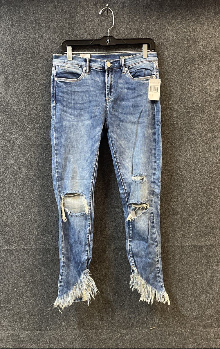 [BLANKNYC] Women's The Stanton Capri Blue Distressed Frayed Hem Jeans Sz 28 NWT