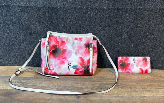 Simply Vera Vera Wang Floral Red Pink Crossbody Bag and Wallet Lot of 2