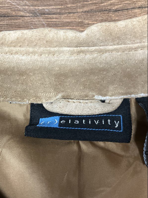 Relativity Women's Tan Genuine Suede Leather Button Front Jacket Size 2X