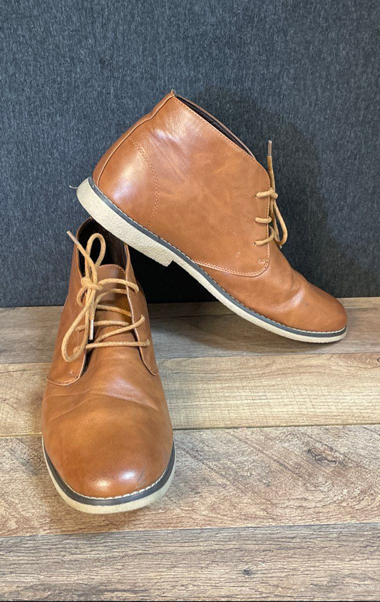London Fog Broadstreet Brown Faux Leather Chukka Desert Boots Men's Size 13M