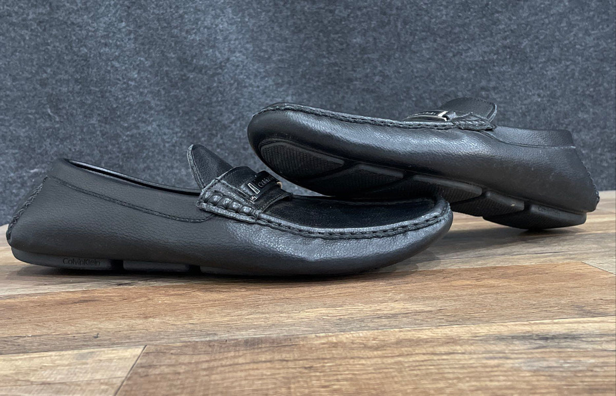 Calvin Klein Merwe Black Synthetic Leather Driving Loafers Men's Size 10