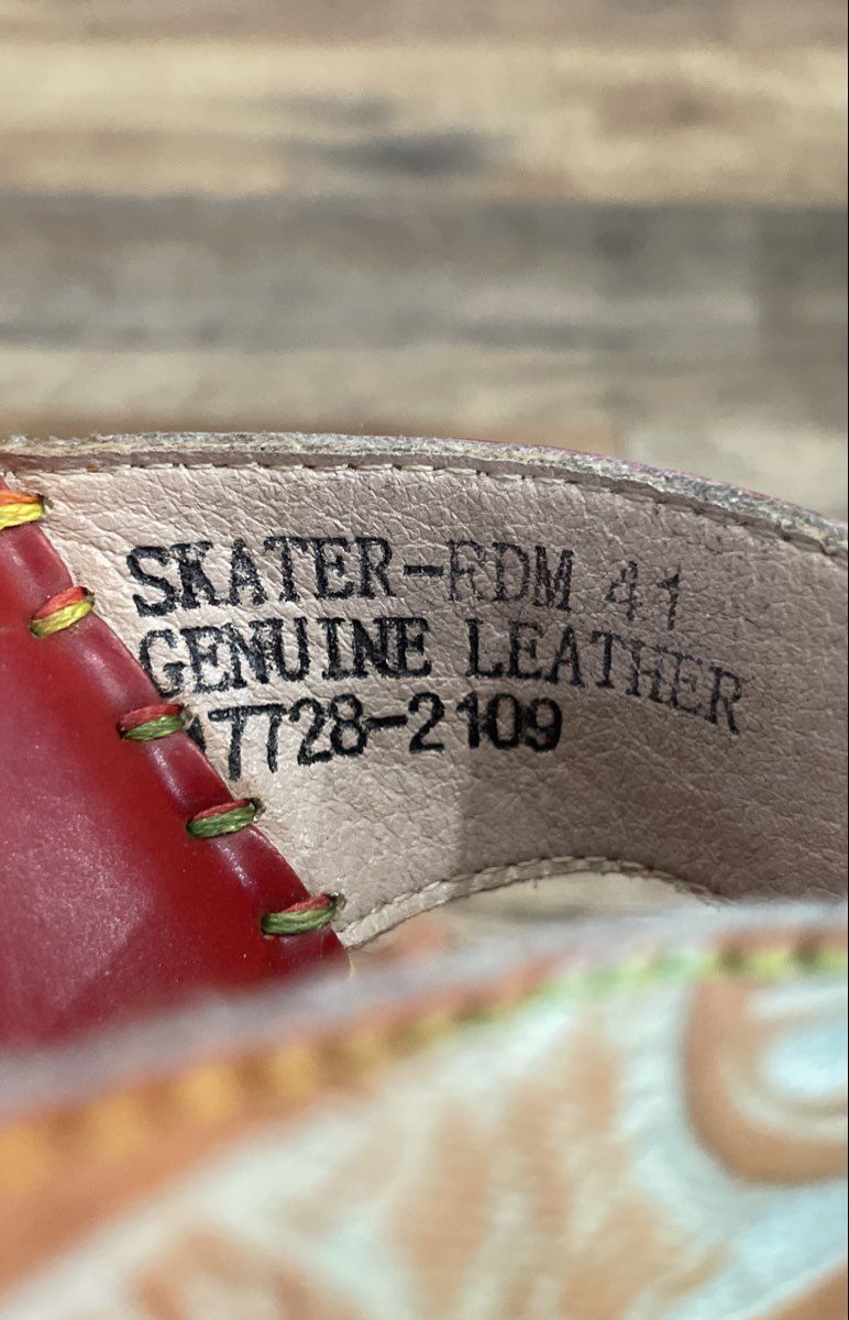 L'Artiste Spring Step Skater Red Multi Leather Platform Wedge Sandals Size 41