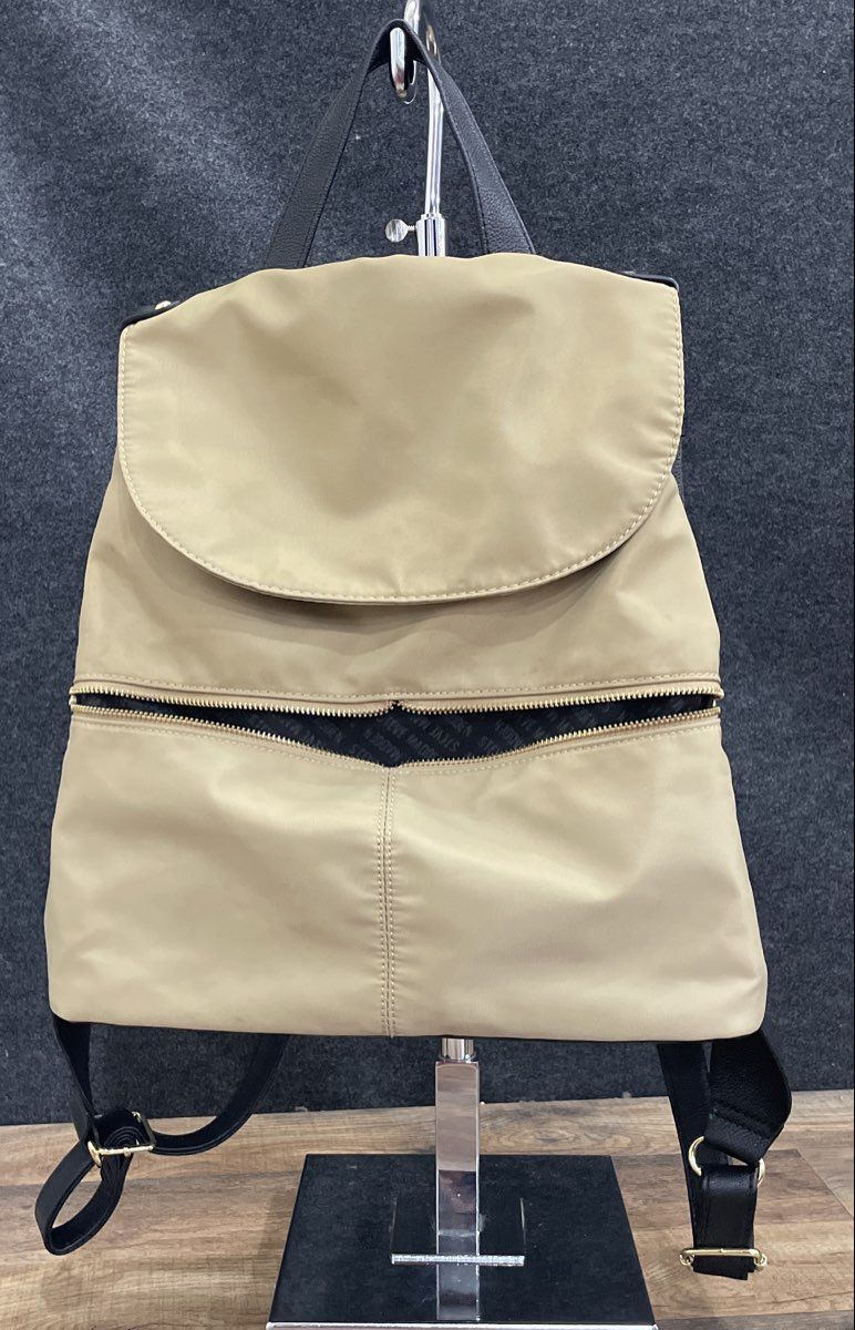 Steve Madden Tan Leather Backpack Gold Tone Hardware Contemporary Bag