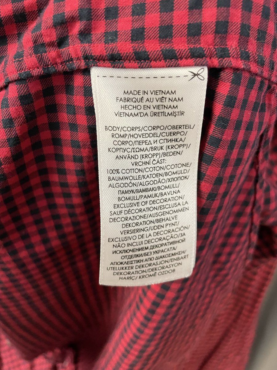 Ralph Lauren Men's Red Black Checkered Gingham Slim Fit Long Sleeve Shirt Sz L