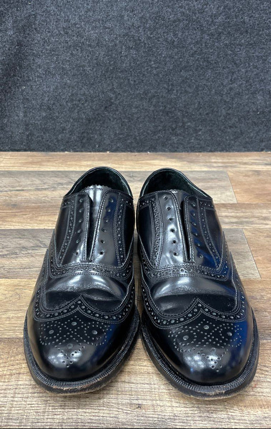 Vintage Florsheim Imperial 92345 Black Leather Longwing Wingtip Shoes Size 9E