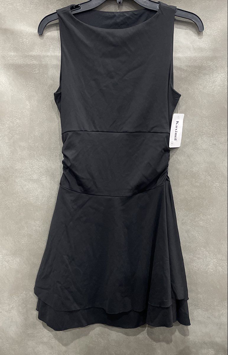 Kaximil Women's Black Sleeveless Ruched Waist Rayon Spandex Dress NWT Sz M