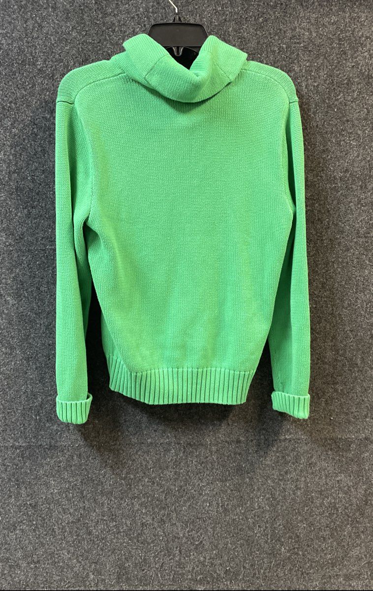 Ralph Lauren Sport Women's Green Cotton Knit Hooded Shawl Neck Sweater Sz XL