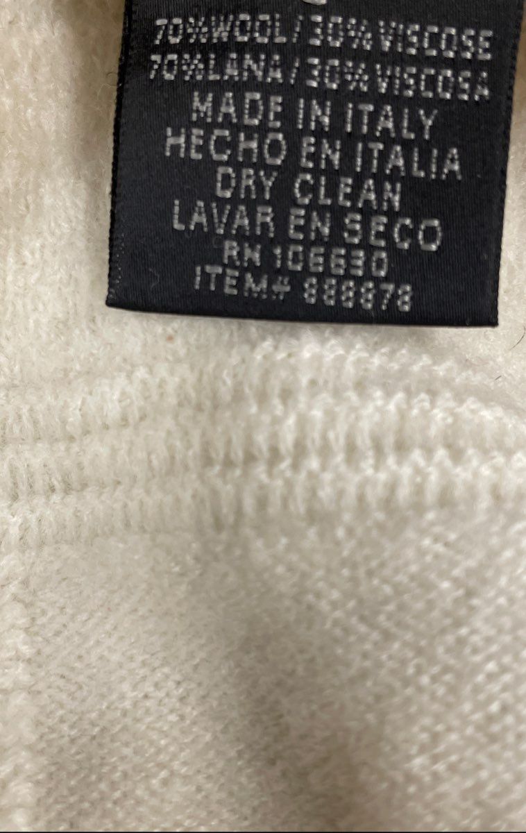 Vintage Giorgiolini Men's Sweater Cream Textured Wool Blend Made in Italy Sz L