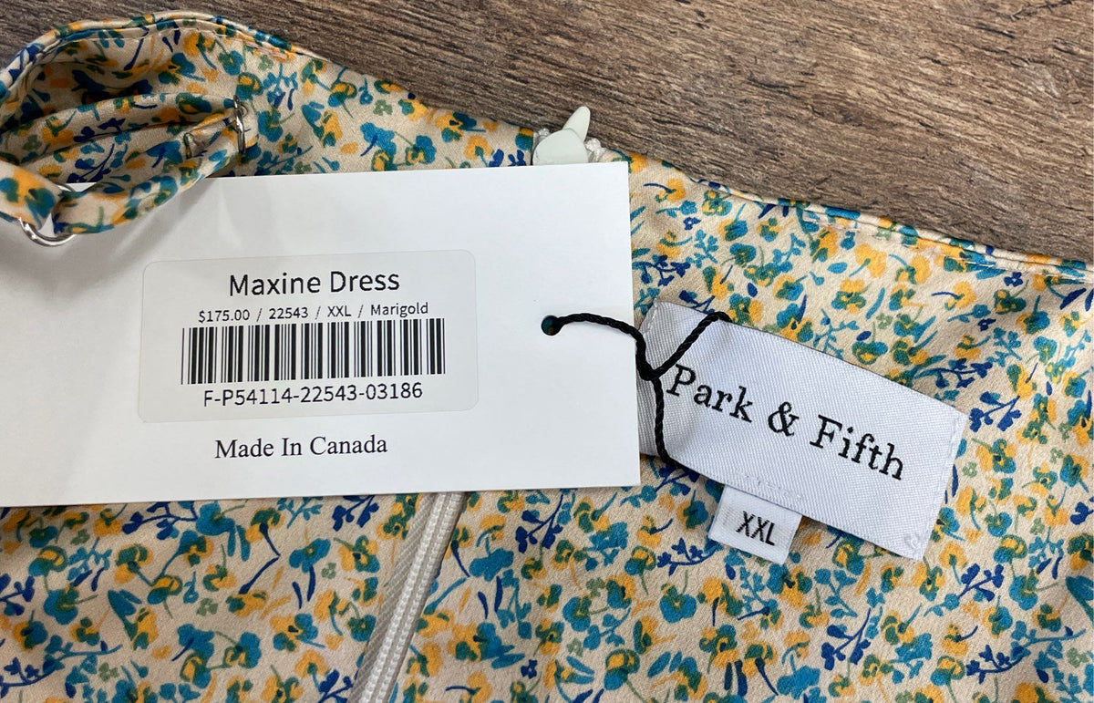 Park & Fifth Women's Maxine Maxi Dress Marigold Floral Cowl Neck NWT Sz XXL