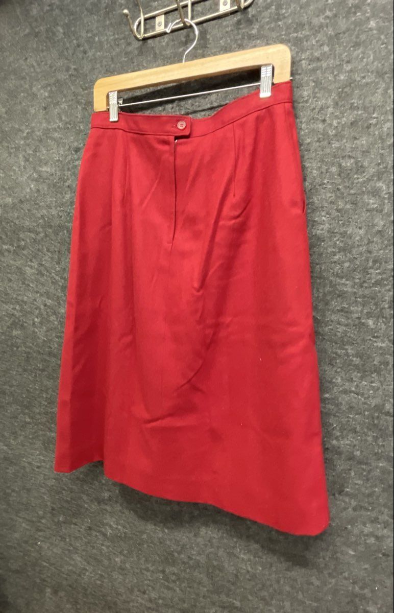 Vintage 80s Koret Women's Red A-Line Pocket Midi Skirt Sz 14 ILGWU
