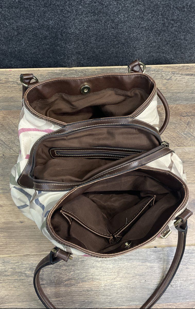 Rosetti Multi-Color Signature Link Print Canvas Shoulder Bag Triple Compartment