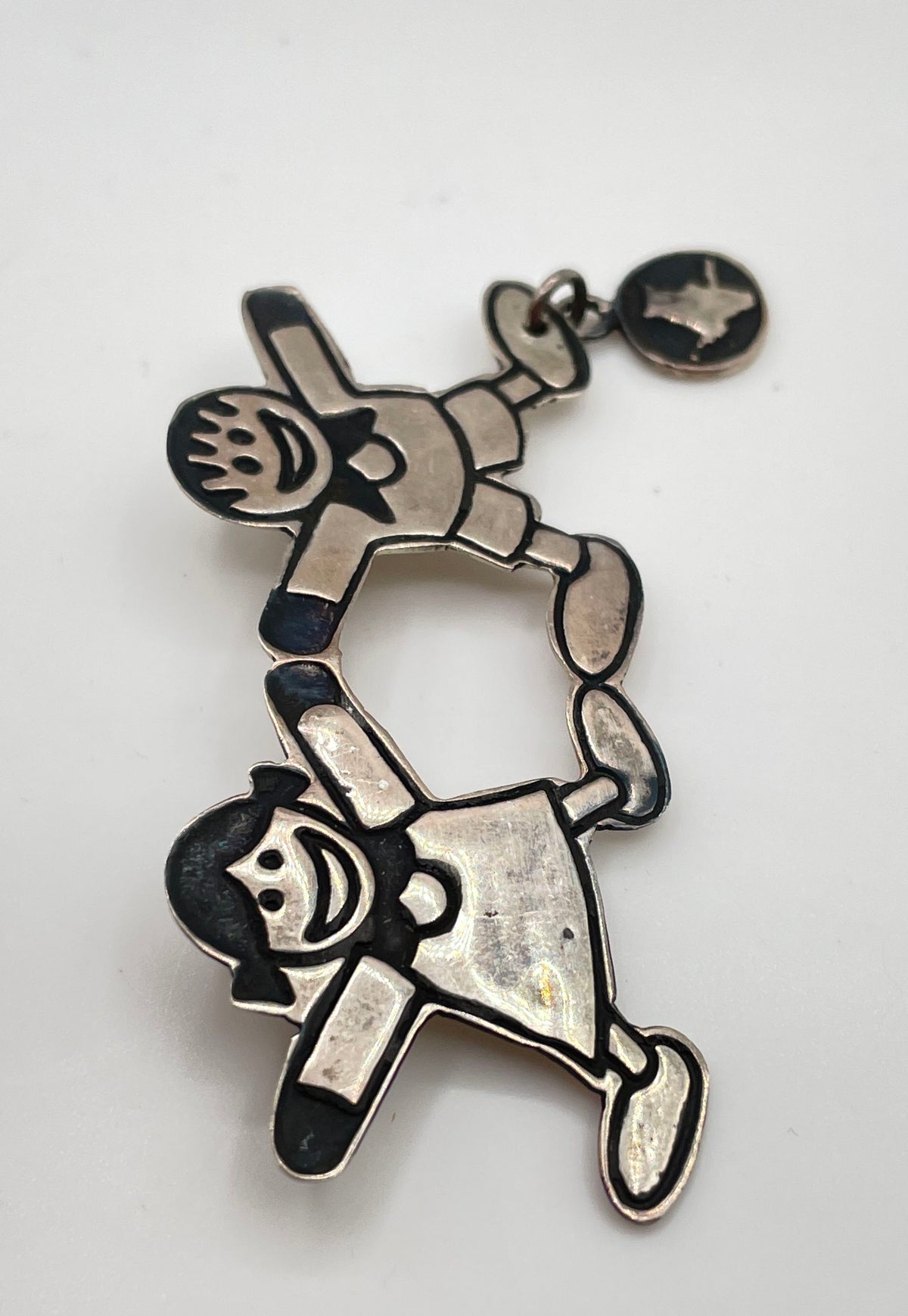 EFS Save The Children 925 Sterling Children Holding Hands Brooch Pin Mexico 6.1g