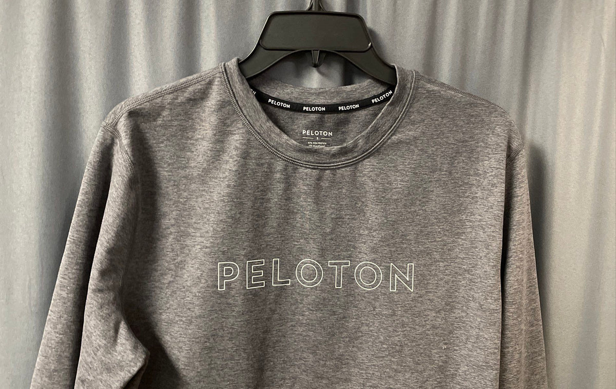 Peloton Men's Heather Gray Crewneck Pullover Performance Sweatshirt Logo Sz S