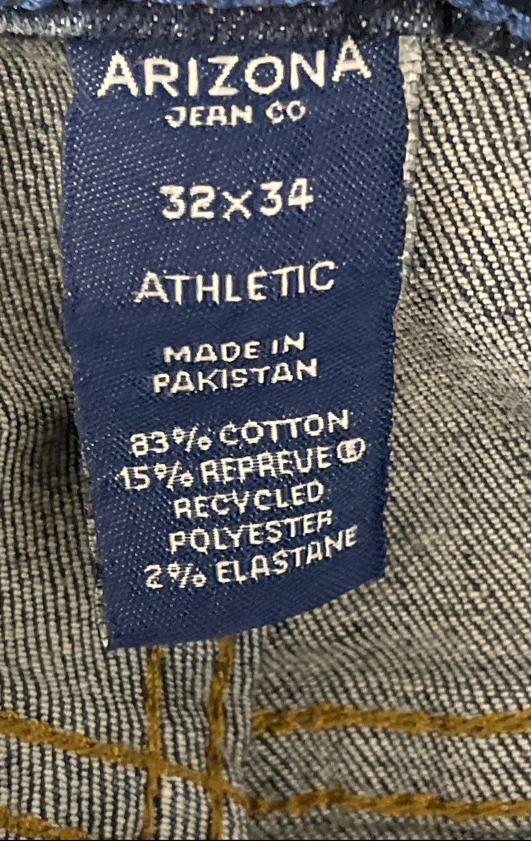 Arizona Men's Blue Advance Flex 360 Athletic Fit Whiskered Jeans Sz 32x34