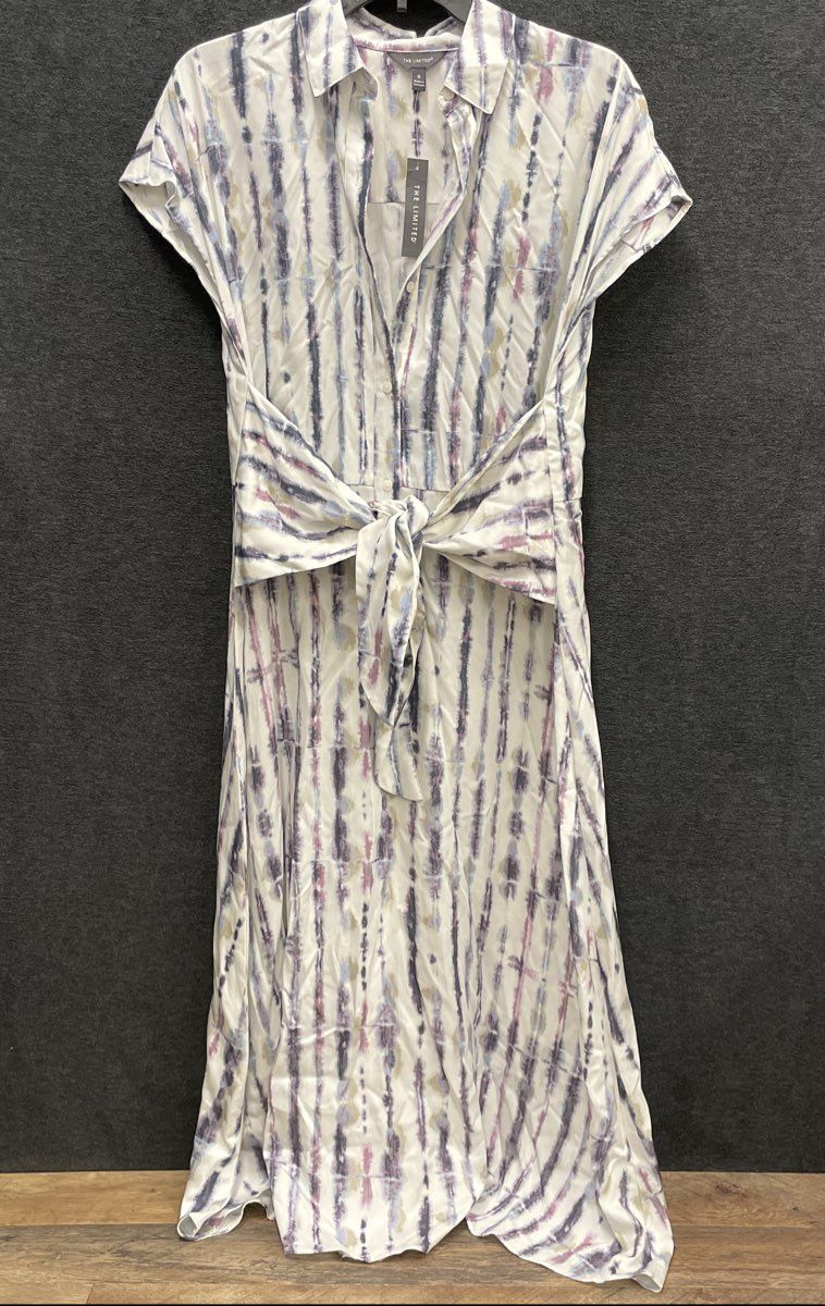 The Limited Women's Multicolor Tie Dye Lyocell Shirt Dress Tie Waist NWT Sz 8
