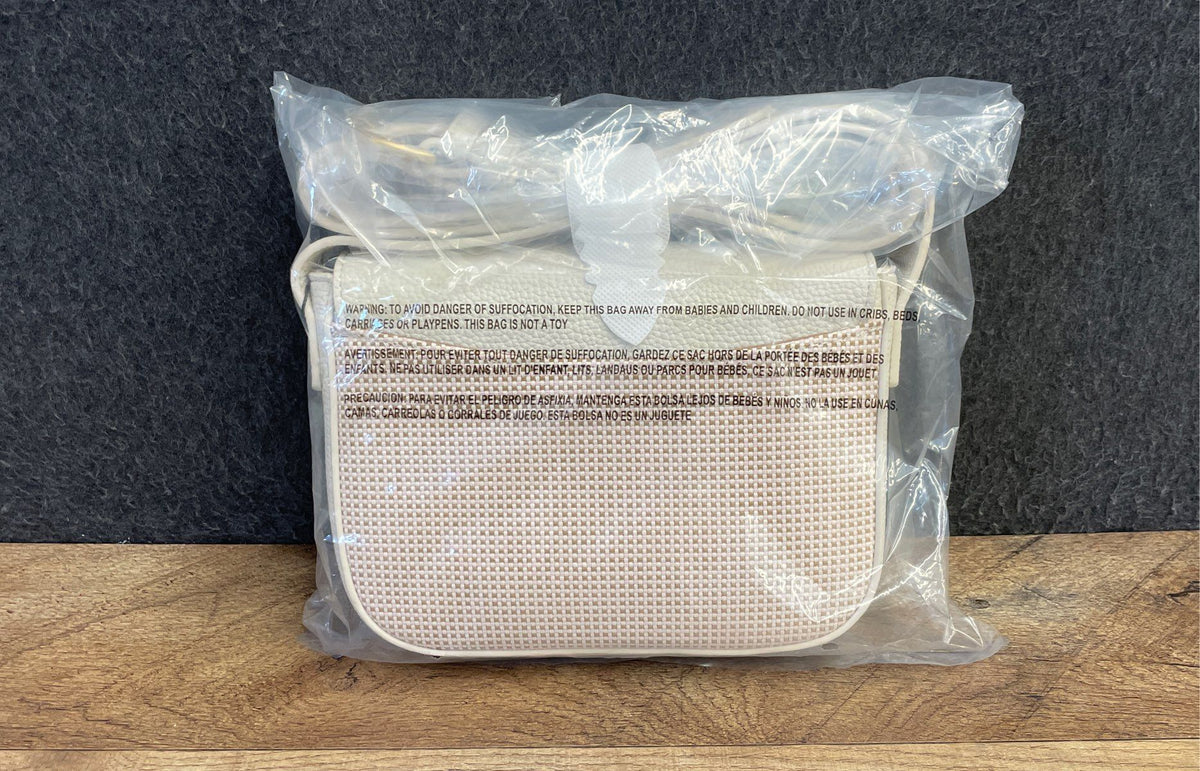 Tahari Eggshell Cameron Crescent Crossbody Bag Gold Hardware NWT