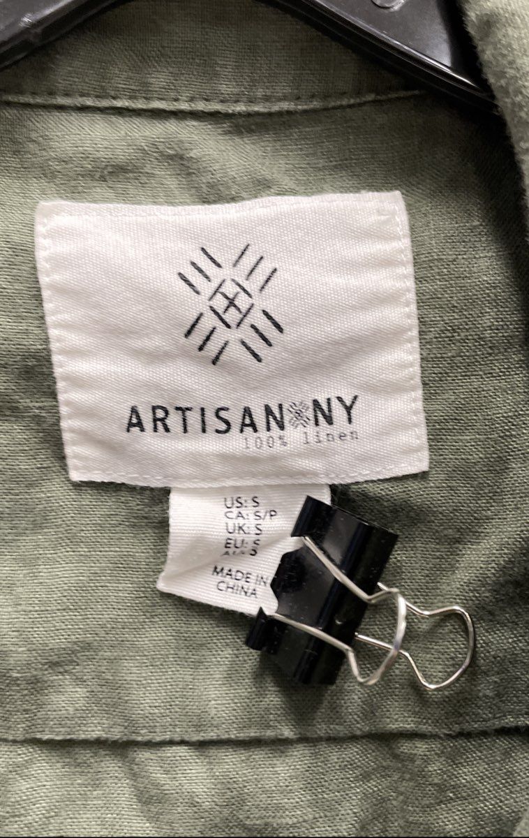 Artisan NY Women's Sage Green 100% Linen Utility Safari Anorak Jacket Sz S