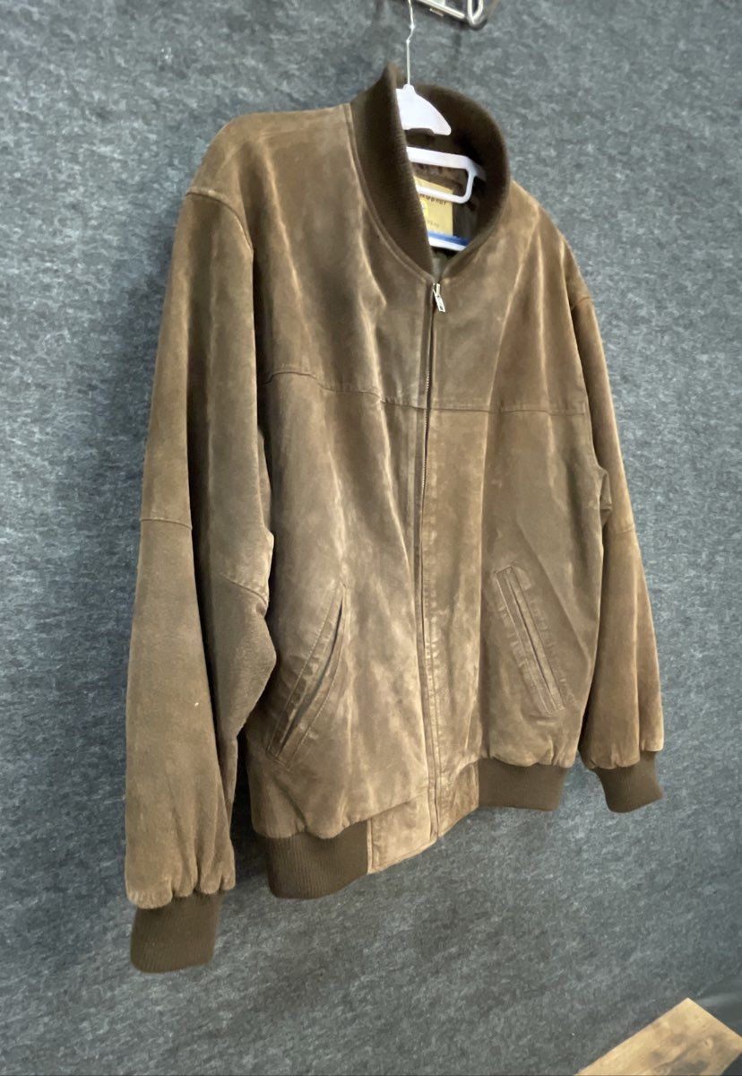 Boston Harbour Men's Brown Suede Bomber Jacket Vintage 90s Y2K Sz M