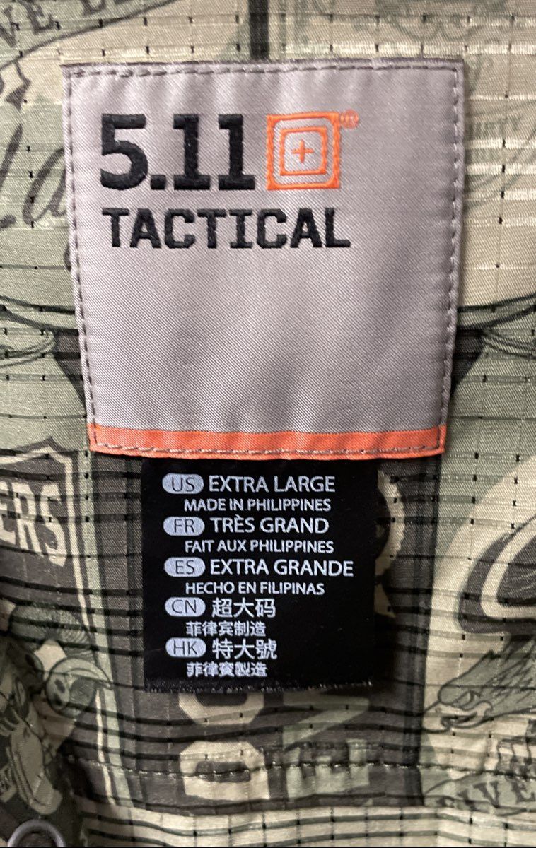 5.11 Tactical Men's Green Beer Can Printed Short Sleeve Button Up Shirt Sz XL