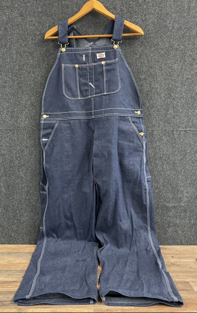 Vintage 90s Dickies Men's Indigo Blue Cotton Bib Overalls Made in USA 42x32
