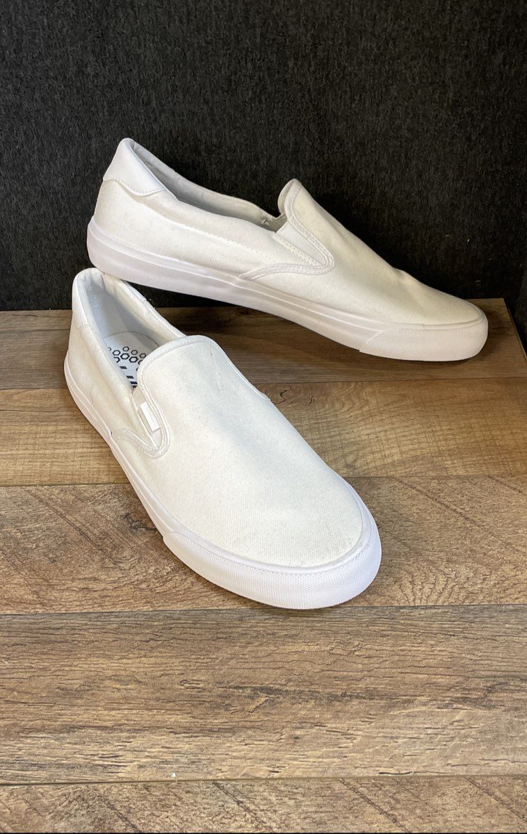 Lugz Clipper White Canvas Men's Slip On Sneakers Size 11
