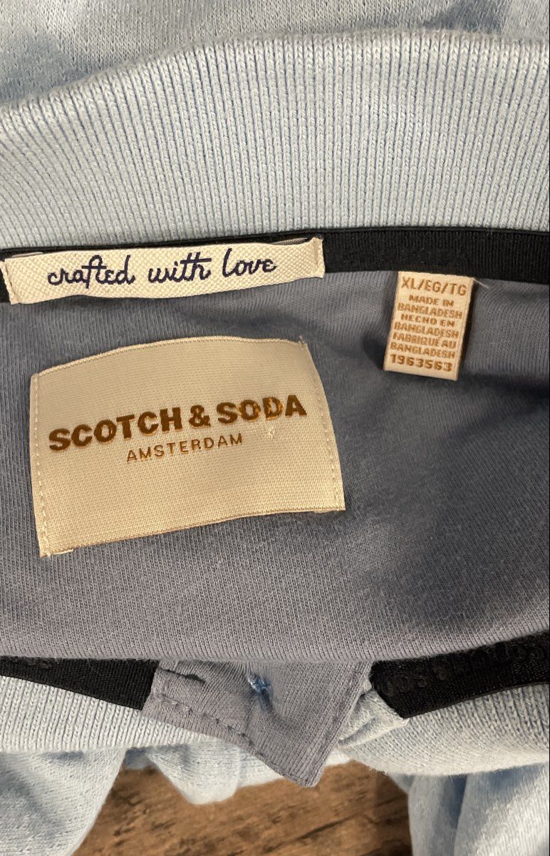 Scotch & Soda Men's Light Blue Short Sleeve Pique Polo Shirt Size XL