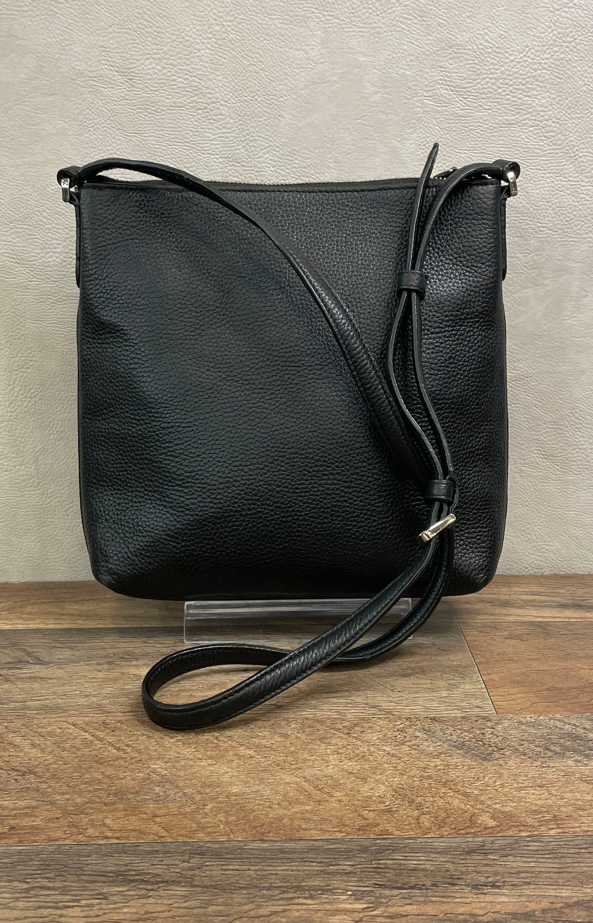 Kate Spade Black Pebbled Leather Crossbody Bag Gold Hardware Tassel