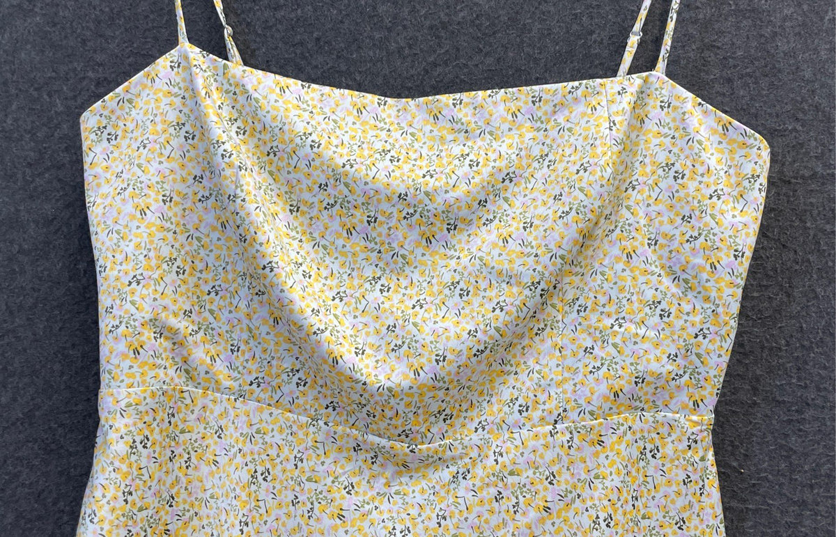 Park & Fifth Women's Floral Satin Cowl Neck Maxi Dress Yellow Multi Sz XL
