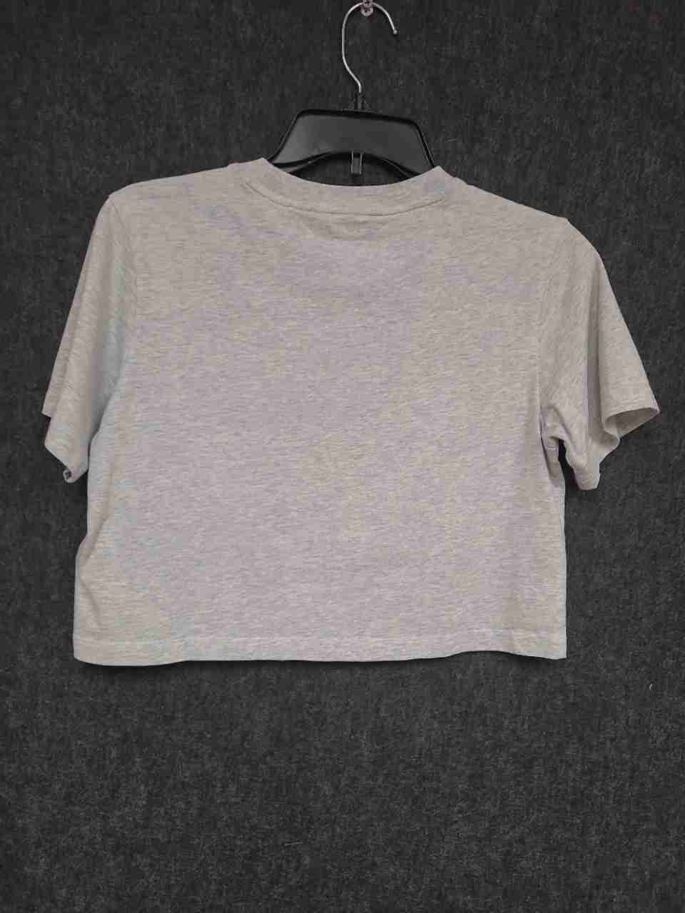 Adidas Women's Gray Graphic Trefoil Logo Short Sleeve Crop Top Size S