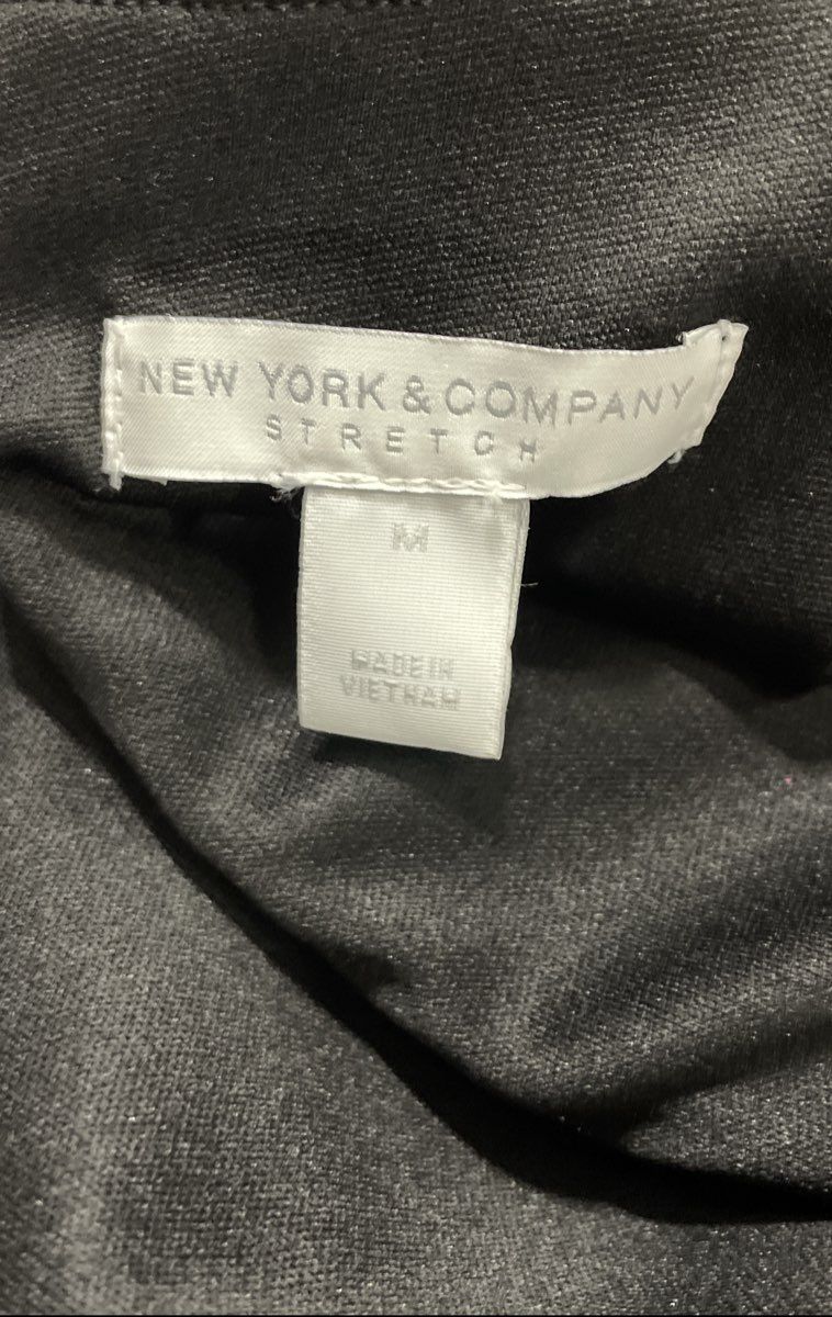 New York & Company Women's Silver Metallic Shimmer Wide Leg Jumpsuit Sz M