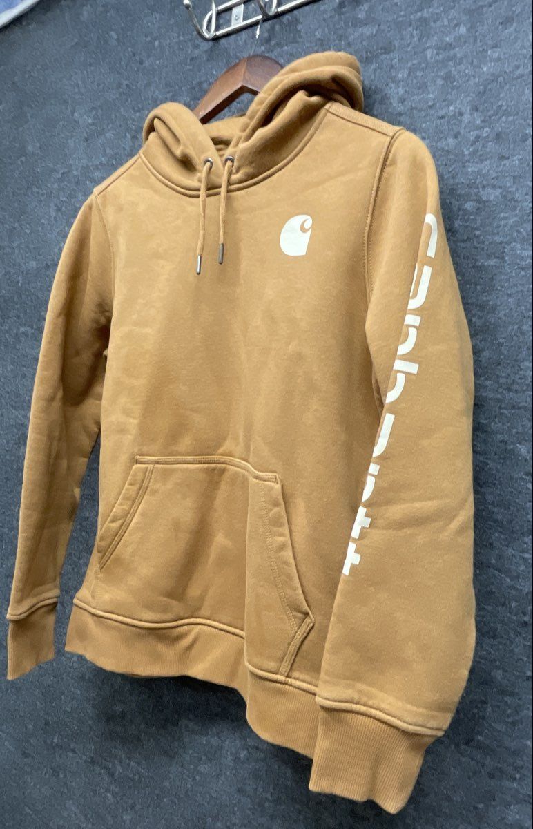 Carhartt Women's Brown Relaxed Fit Graphic Sleeve Hoodie Size M 8-10