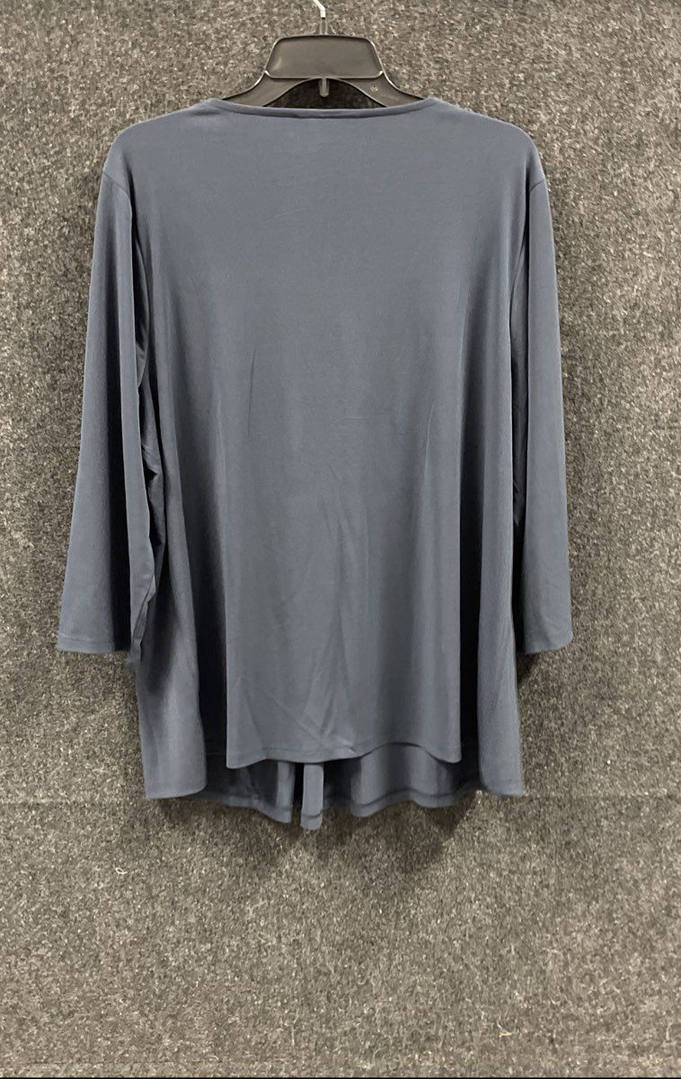 Lane Bryant Women's Blue V-Neck Pleated Front Long Sleeve Blouse Sz 18/20 NWT