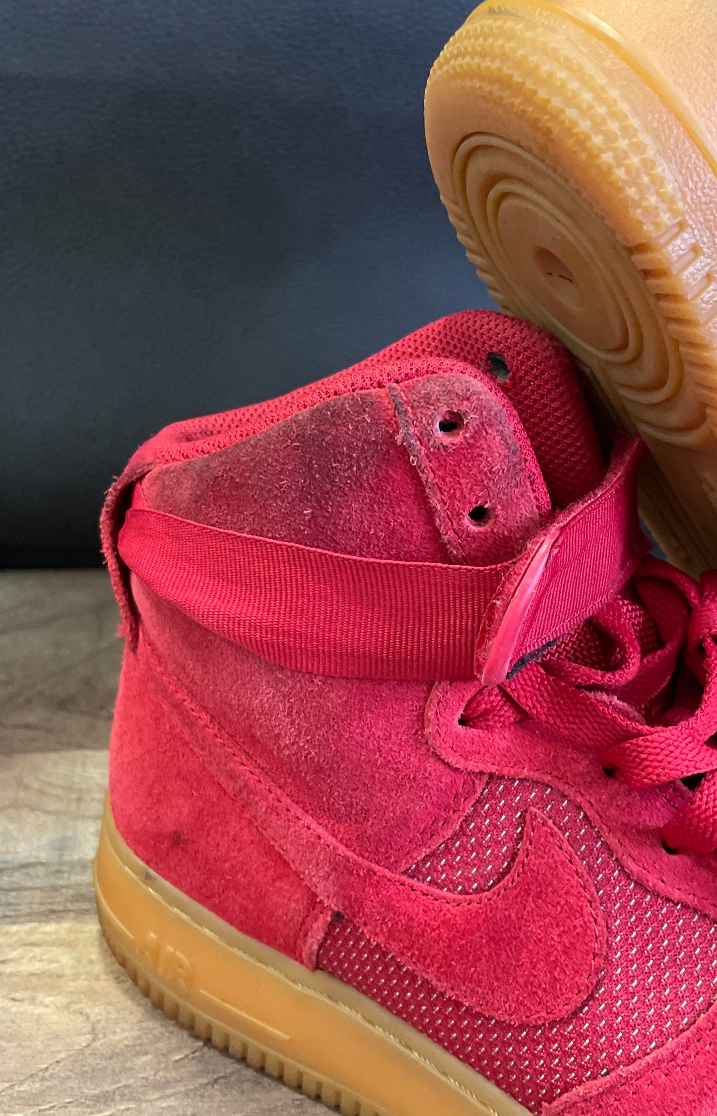 Nike Air Force 1 High '07 LV8 Gym Red Gum Suede Sneakers Size 8