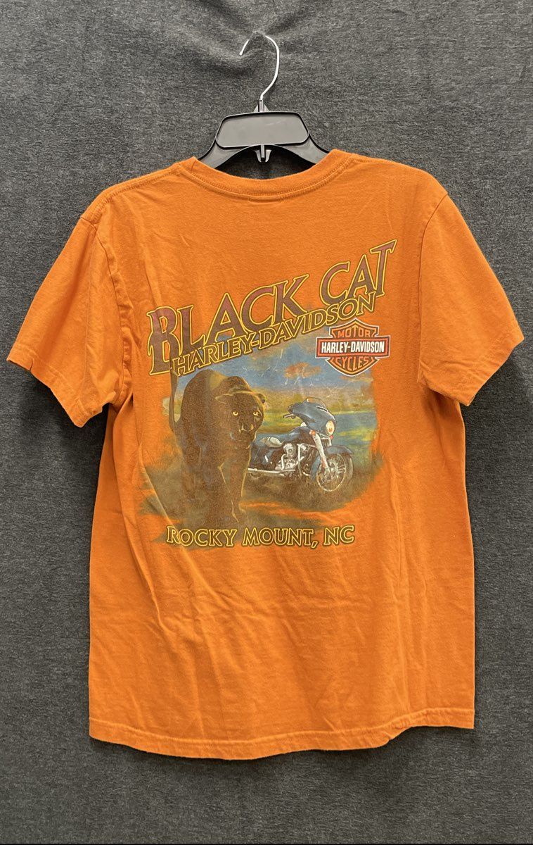 Harley-Davidson Black Cat Rocky Mount NC American Iron Graphic T-Shirt Sz M