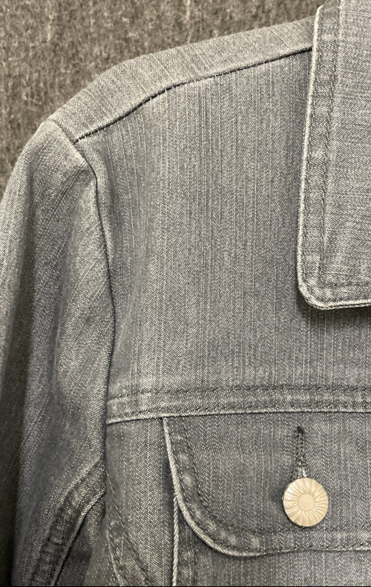Live A Little Women's Gray Stretch Denim Jacket Button Front Flap Pockets Sz M