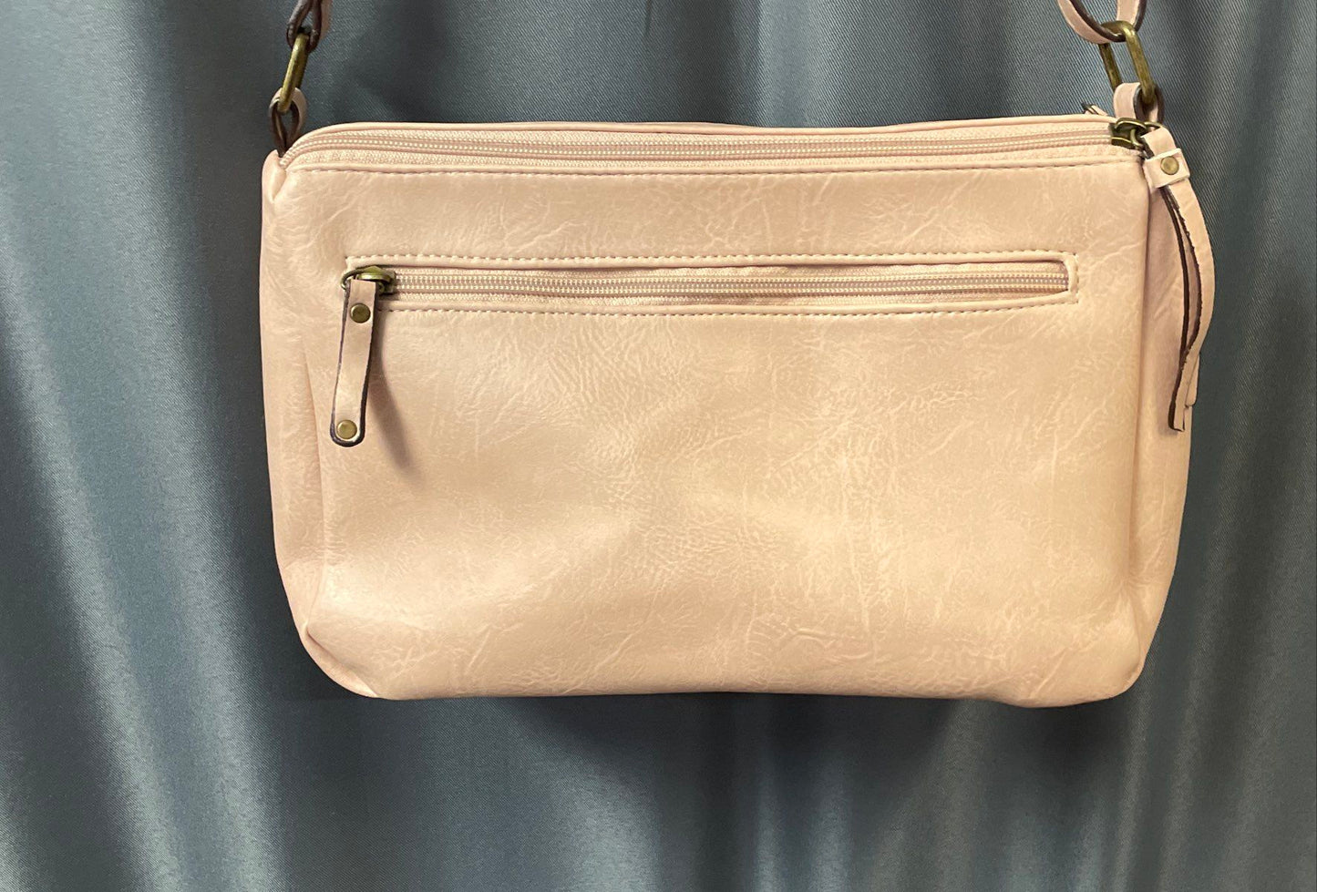 B.O.C. Born Concept Blush Pink Tooled Floral Vinyl Shoulder Bag Crossbody